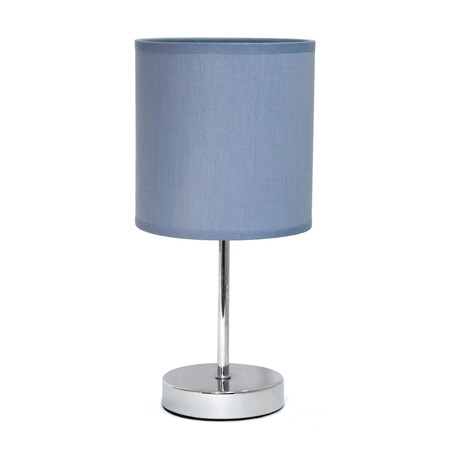 Creekwood Home Traditional Petite Metal Stick Bedside Table Desk Lamp in Chrome with Fabric Drum Shade, Purple CWT-2003-PR